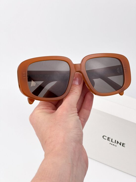 Celine CL40299U 45A Oversized Square Sunglasses – Shiny Brown / Grey main image 6